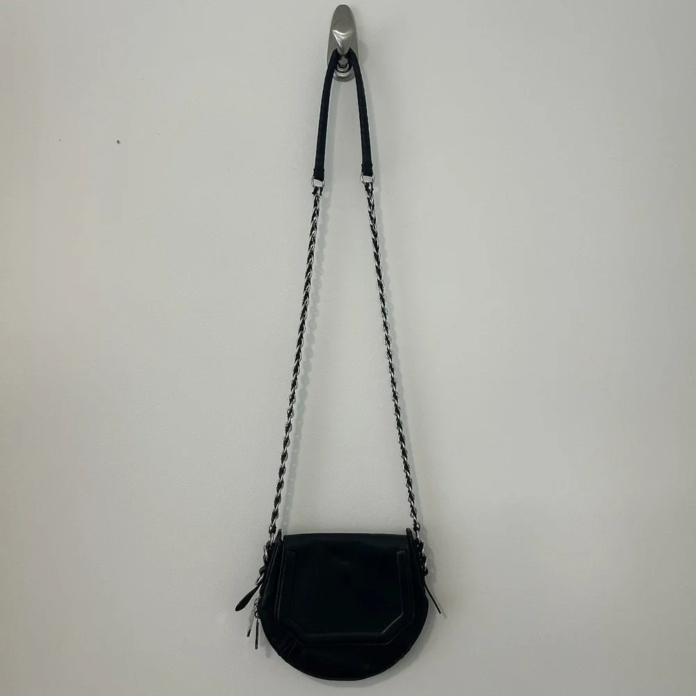Rag & Bone Bradbury Flap Mini-Hobo Black Leather Purse